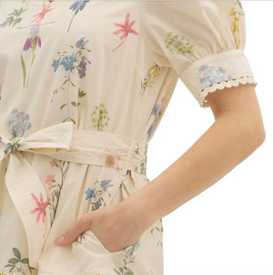 FLORAL MINI DRESS WITH BELT IN CREAM