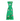 Green dress with floral and butterfly patterns on a white background