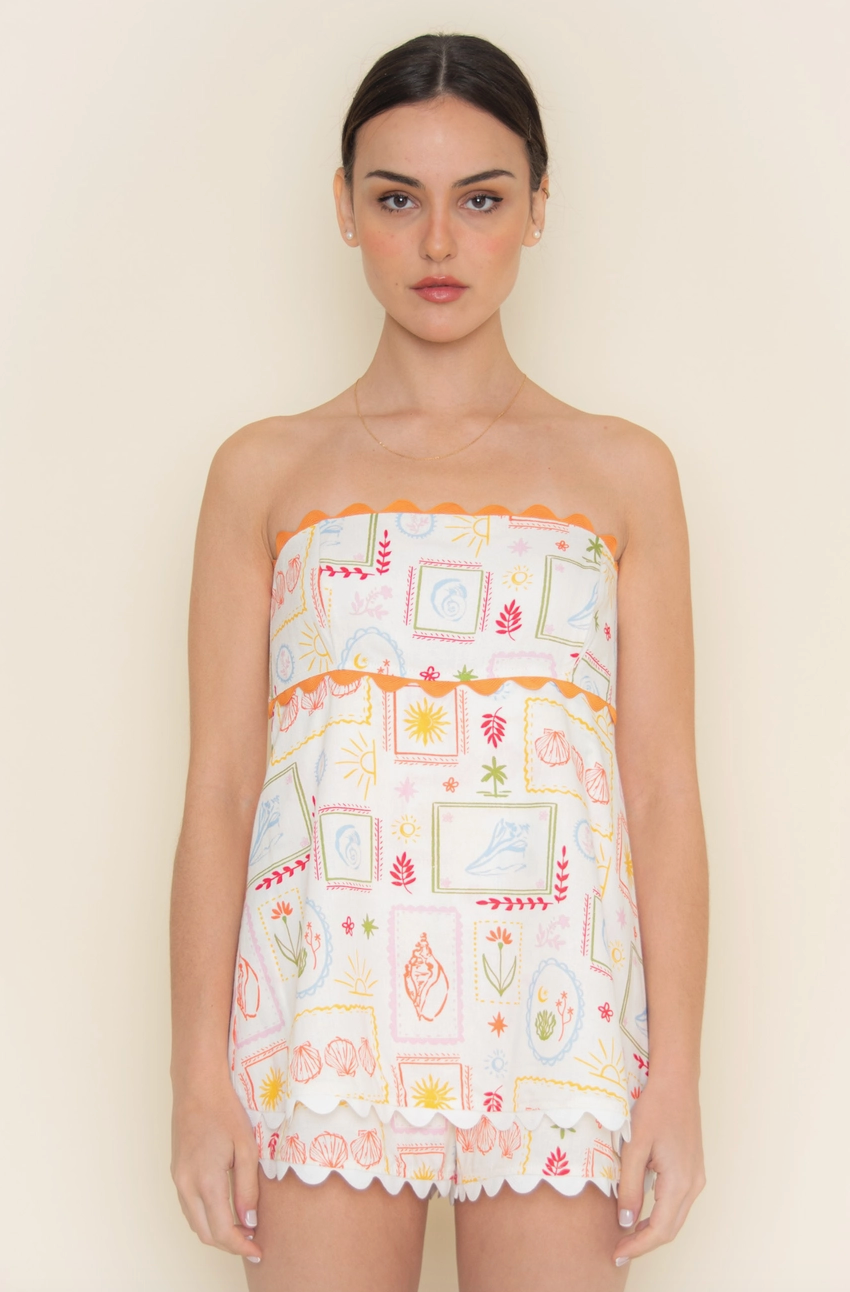 CAPRI COAST STRAPLESS ROMPER IN IVORY