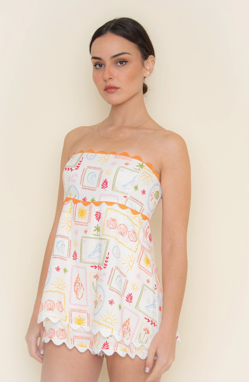 CAPRI COAST STRAPLESS ROMPER IN IVORY