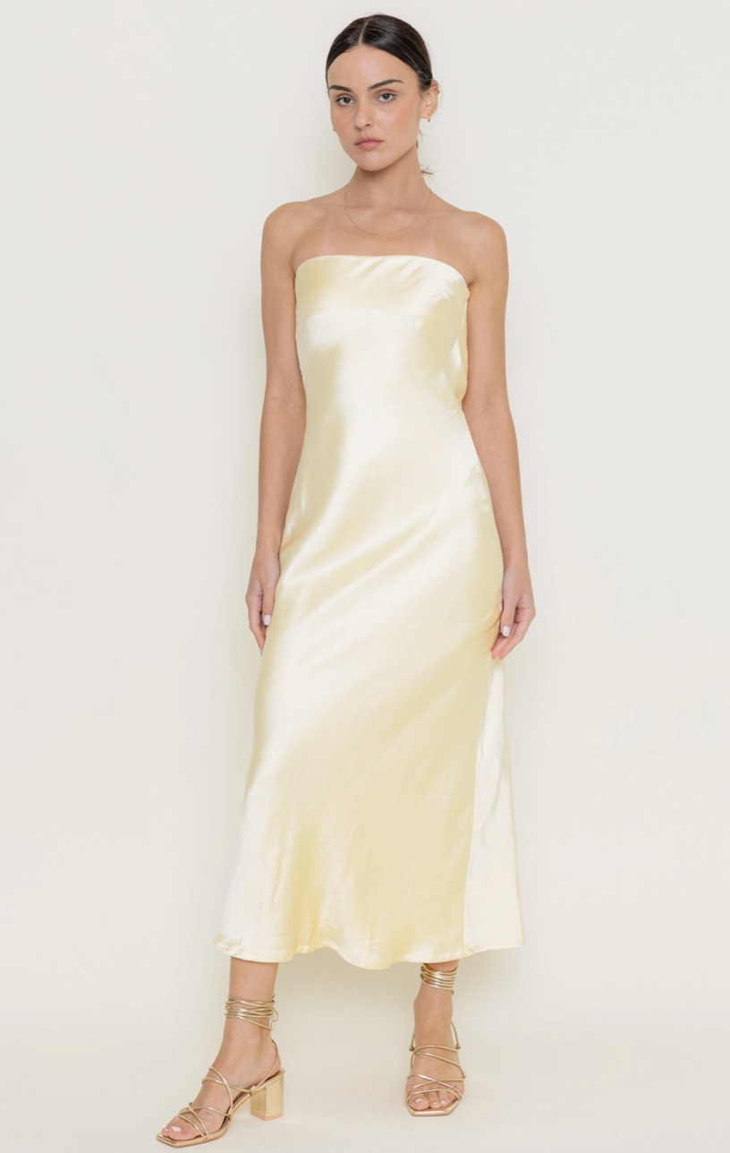 BLAIR STAIN MIDI DRESS IN LEMON