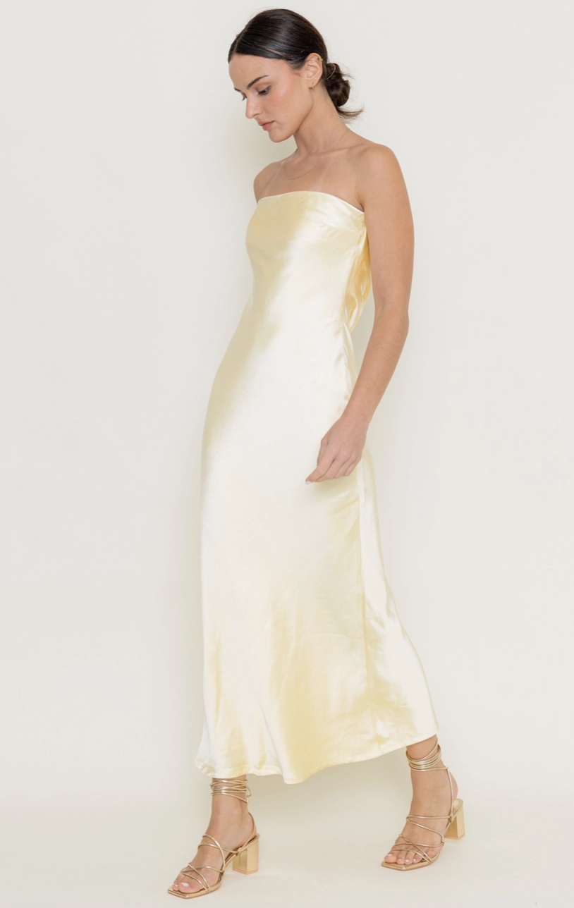 BLAIR STAIN MIDI DRESS IN LEMON