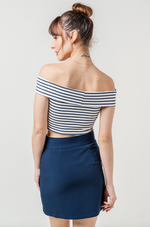 COLETTE STRIPE CROP TOP IN NAVY