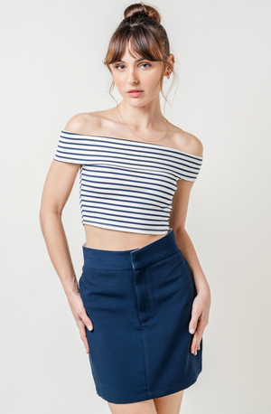 COLETTE STRIPE CROP TOP IN NAVY