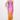 Woman wearing a gradient dress with purple to orange color on a white background