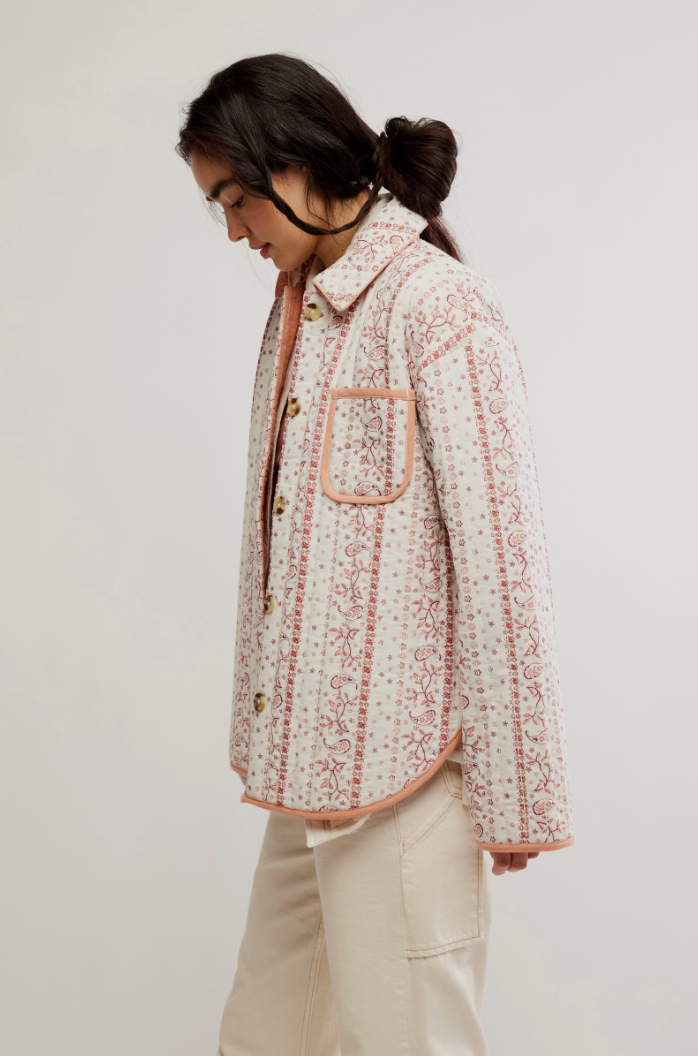 FREE PEOPLE ALEXIE JACKET IN IVORY CORAL