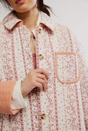 FREE PEOPLE ALEXIE JACKET IN IVORY CORAL