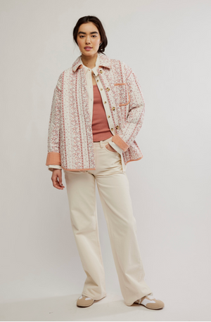 FREE PEOPLE ALEXIE JACKET IN IVORY CORAL