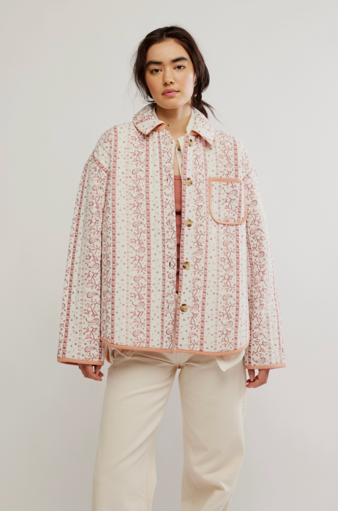 FREE PEOPLE ALEXIE JACKET IN IVORY CORAL