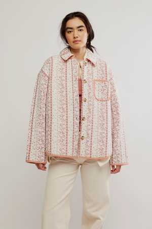 FREE PEOPLE ALEXIE JACKET IN IVORY CORAL