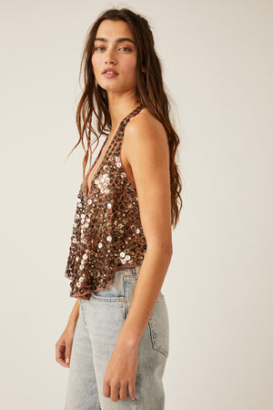FREE PEOPLE ALL THAT GLITTERS IN TAN