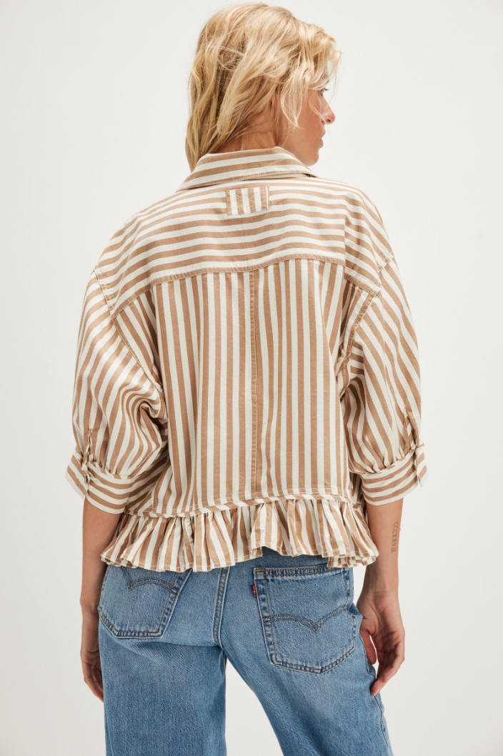 FREE PEOPLE BAILEY STRIPE SHIRT IN NEUTRAL COMBO