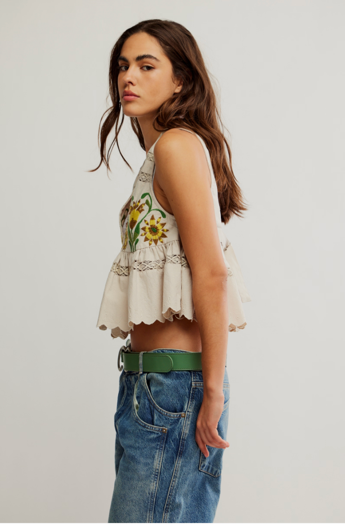FREE PEOPLE BALI VINE WHISPERS TOP IN OAT