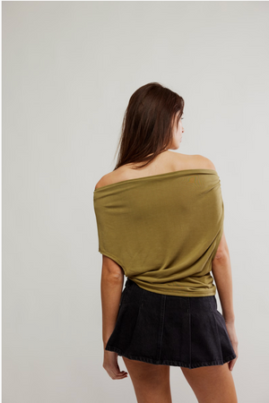 FREE PEOPLE BLAKE KNIT TOP IN GREEN MOSS