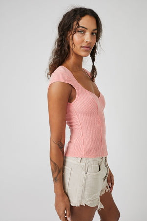 FREE PEOPLE BOSS BABE TANK IN STRAWBERRY COLADA