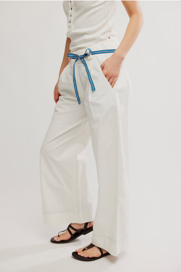 FREE PEOPLE BUCKLE BACK TROUSER IN SNOW WHITE