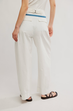 FREE PEOPLE BUCKLE BACK TROUSER IN SNOW WHITE