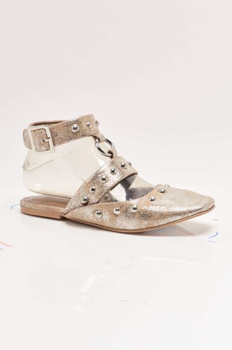 FREE PEOPLE CAMILLE MYSTIC O-RING FLA IN CHAMPAGNE FOILED SUE
