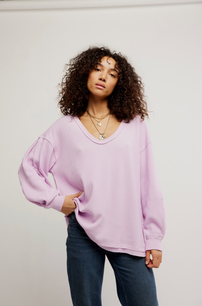 FREE PEOPLE COAST 2 COAST THERMAL IN BLUSH LILAC