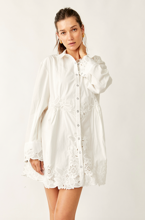 FREE PEOPLE CONSTANCE MINI DRESS IN WHITE