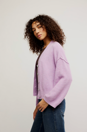 FREE PEOPLE COOL OF THE NIGHT CARDI LILAC