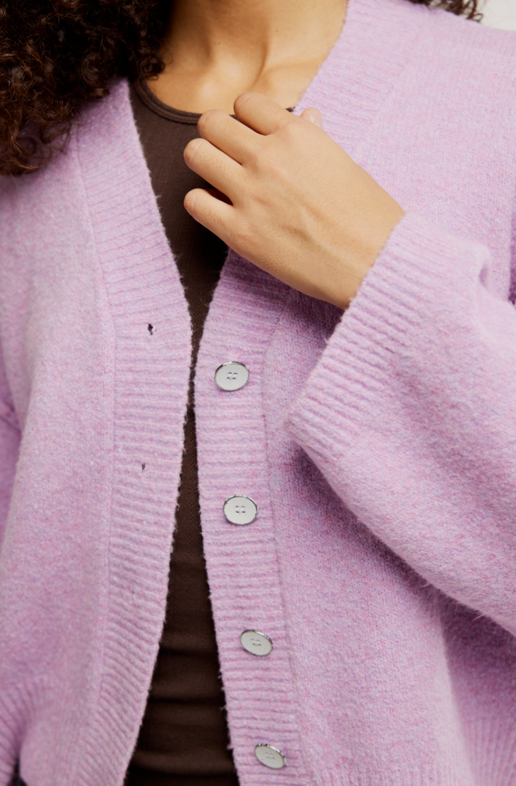FREE PEOPLE COOL OF THE NIGHT CARDI LILAC