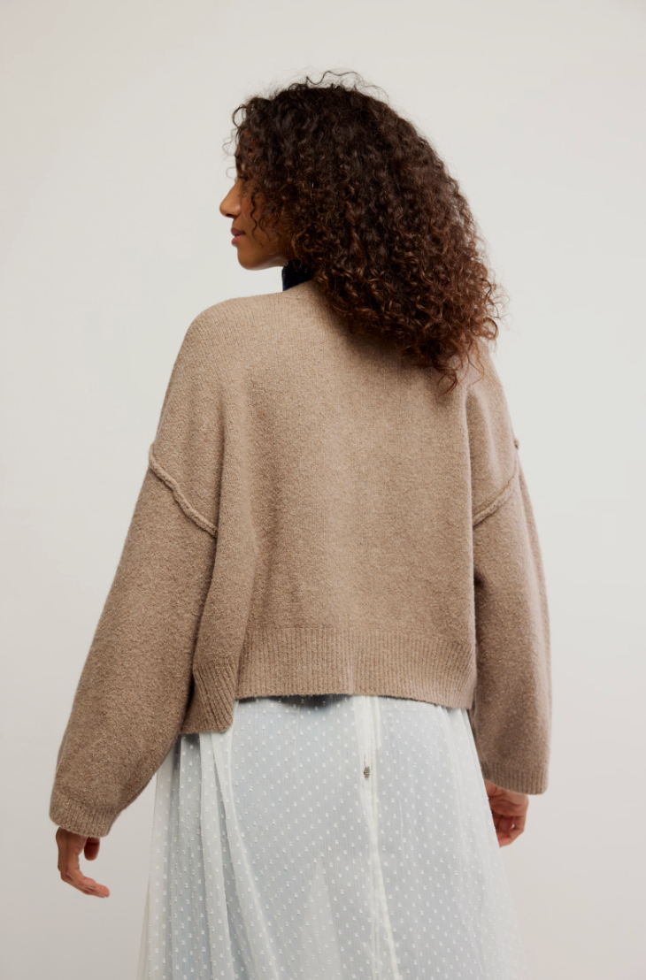 FREE PEOPLE COOL OF THE NIGHT CARDI MOCHA