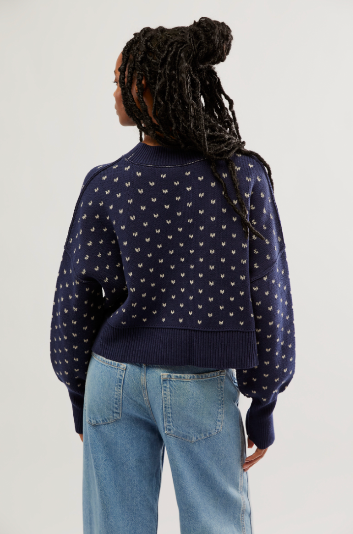 FREE PEOPLE EASY STREET CROP IN NAVY COMBO