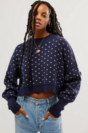 FREE PEOPLE EASY STREET CROP IN NAVY COMBO