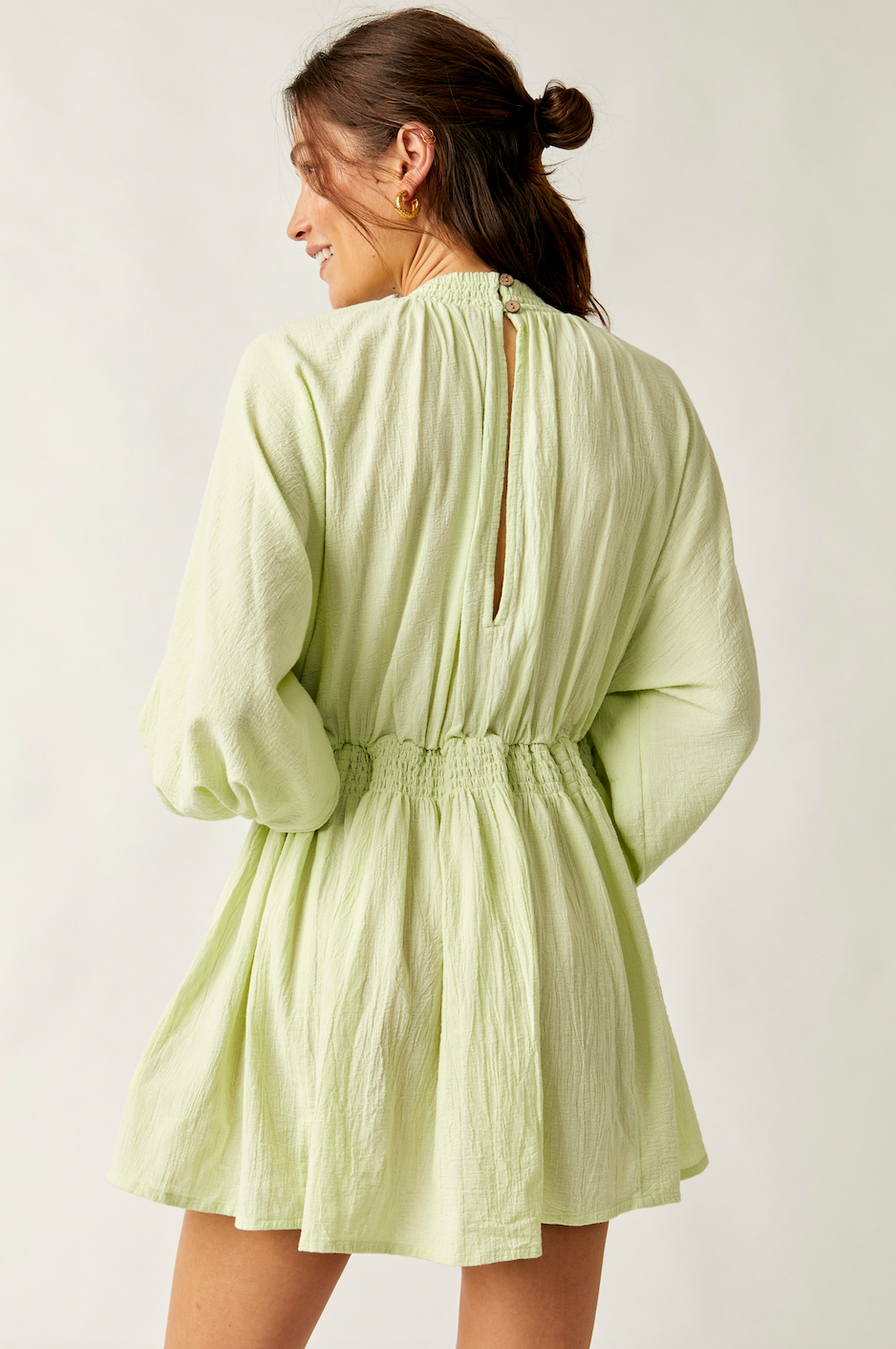 FREE PEOPLE FOR THE MOMENT MINI DRESS IN LIME SORBETTO