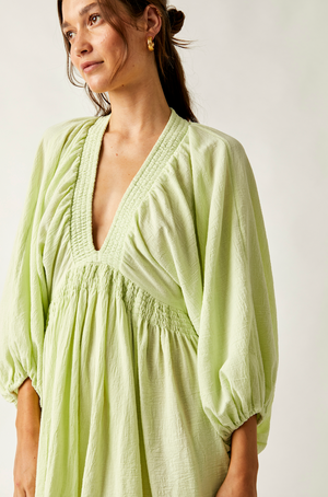 FREE PEOPLE FOR THE MOMENT MINI DRESS IN LIME SORBETTO