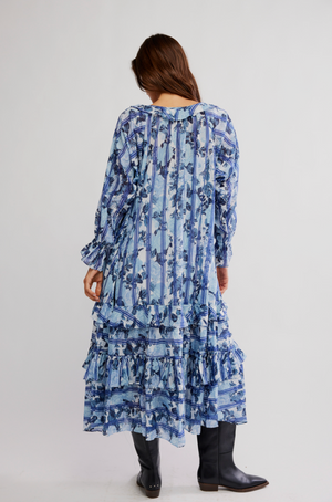 FREE PEOPLE GARDEN WONDERS MAXI IN BLUE COMBO