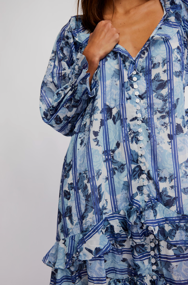 FREE PEOPLE GARDEN WONDERS MAXI IN BLUE COMBO