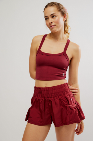 FREE PEOPLE GET YOUR FLIRT ON SHORTS IN SOUR CHERRY