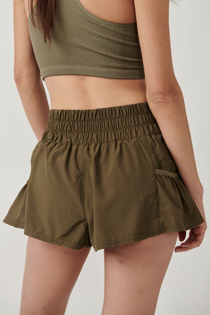 FREE PEOPLE GET YOUR FLIRT ON SHORT IN OLIVE GREEN