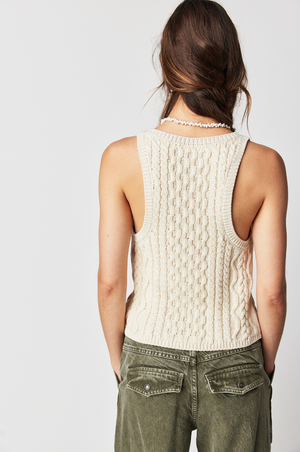 FREE PEOPLE HIGH TIDE CABLE TANK IN TEA