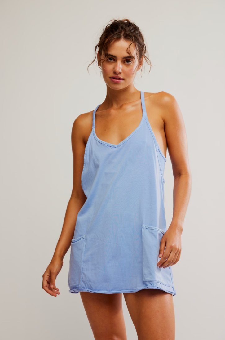 FREE PEOPLE HOT SHOT MINI DRESS IN BLUEBERRY