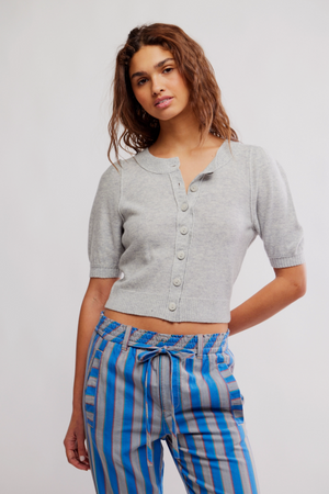 FREE PEOPLE ISLA SOLID CARDI IN MINERAL GREY