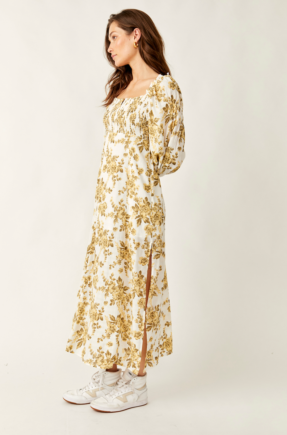 FREE PEOPLE JAYMES MIDI DRESS IN PASTRY CREAM COMBO