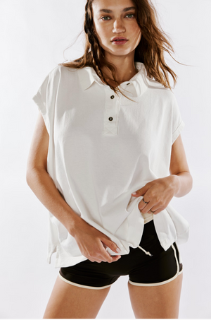 FREE PEOPLE KEEP ON POLO IN CLEAN IVORY