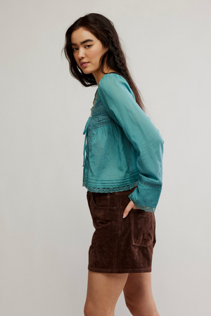 FREE PEOPLE LONGSLEEVE EVERMORE IN MINERAL BLUE