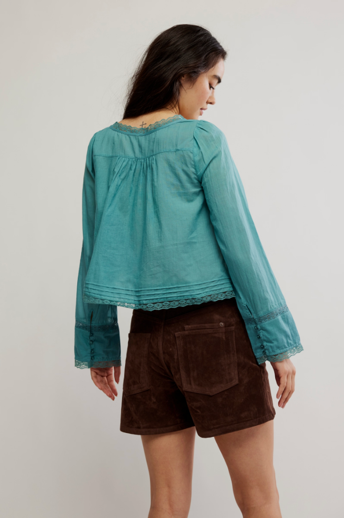 FREE PEOPLE LONGSLEEVE EVERMORE IN MINERAL BLUE