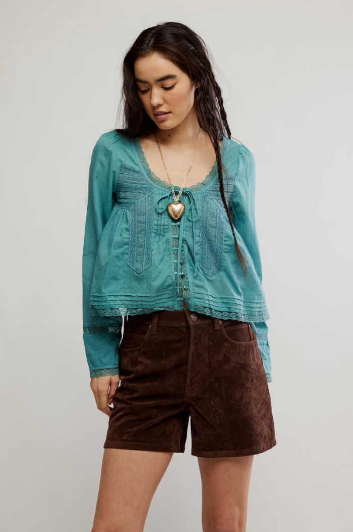 FREE PEOPLE LONGSLEEVE EVERMORE IN MINERAL BLUE
