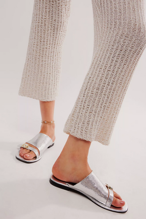 FREE PEOPLE MILA MINIMAL FLAT SANDAL IN SILVER