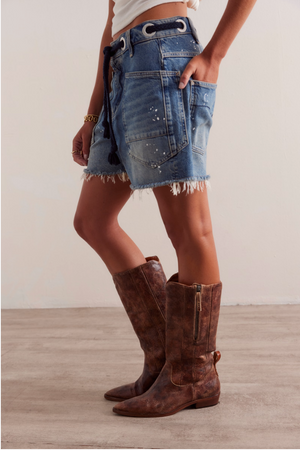 FREE PEOPLE MOXIE SHORTS IN TIMELESS BLUE