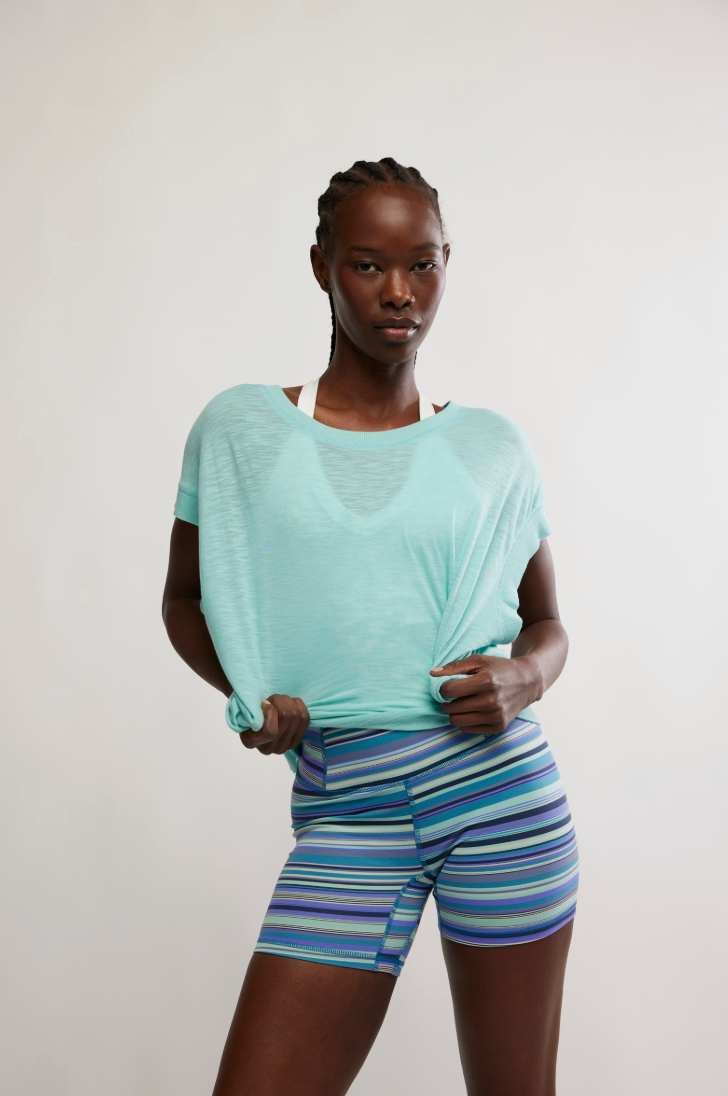 FREE PEOPLE MY TIME TEE IN BLUE WAVE
