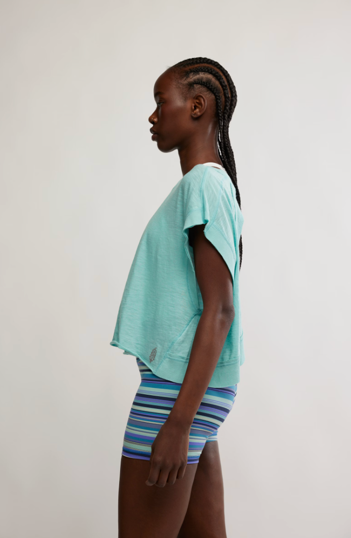 FREE PEOPLE MY TIME TEE IN BLUE WAVE