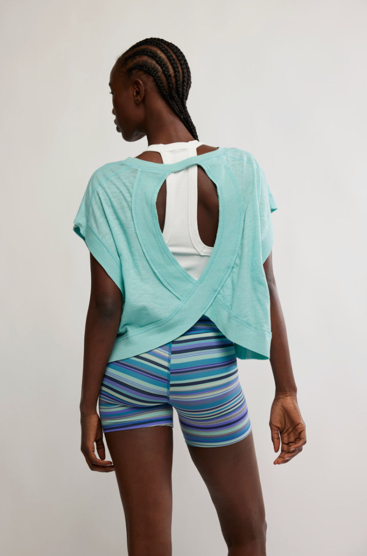 FREE PEOPLE MY TIME TEE IN BLUE WAVE