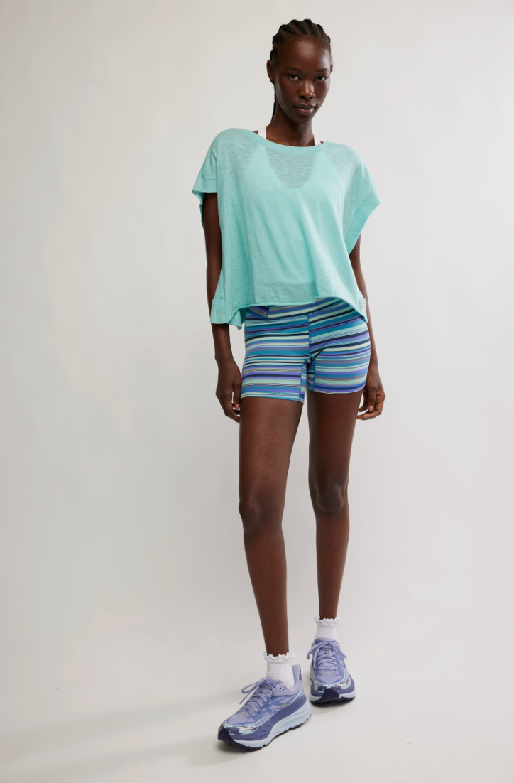 FREE PEOPLE MY TIME TEE IN BLUE WAVE
