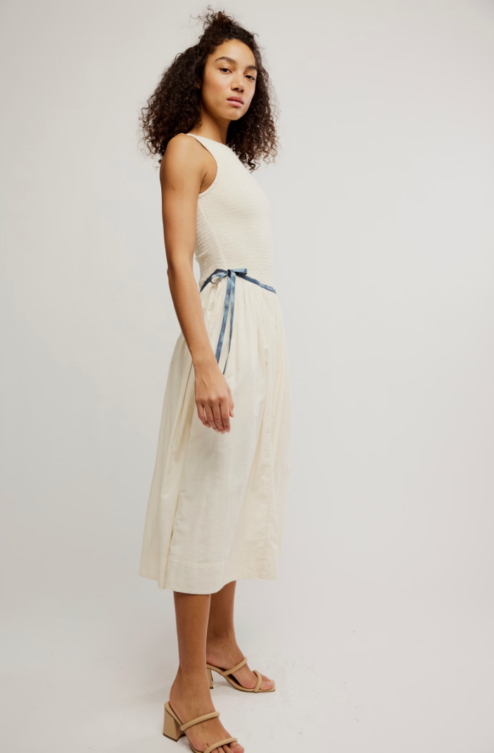 FREE PEOPLE NIGHTINGALE SOLID MIDI IN TEA NAVY COMBO